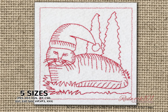Christmas Cat Design: A Charming Holiday Embroidery Pick