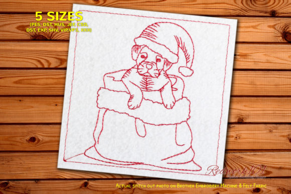 Christmas Dog Redwork Design