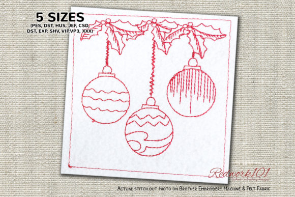 Christmas Ornaments Redwork
