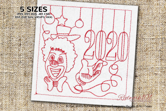 Clown Happy New Year 2020 Lineart