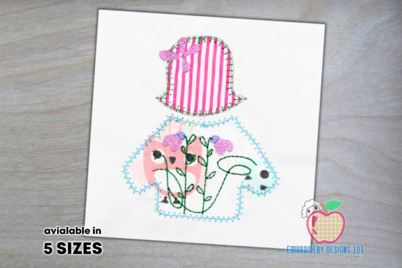 Dress of Girl with Hat Applique