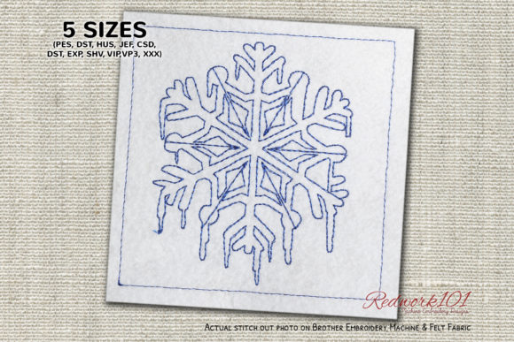 Melting Snowflake Outline Redwork