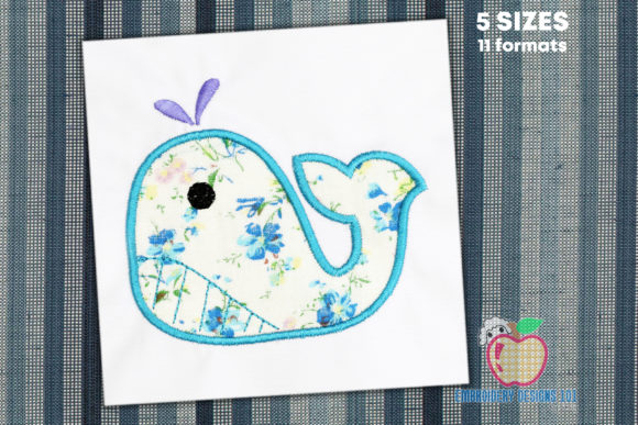 Whale with the Outline Applique
